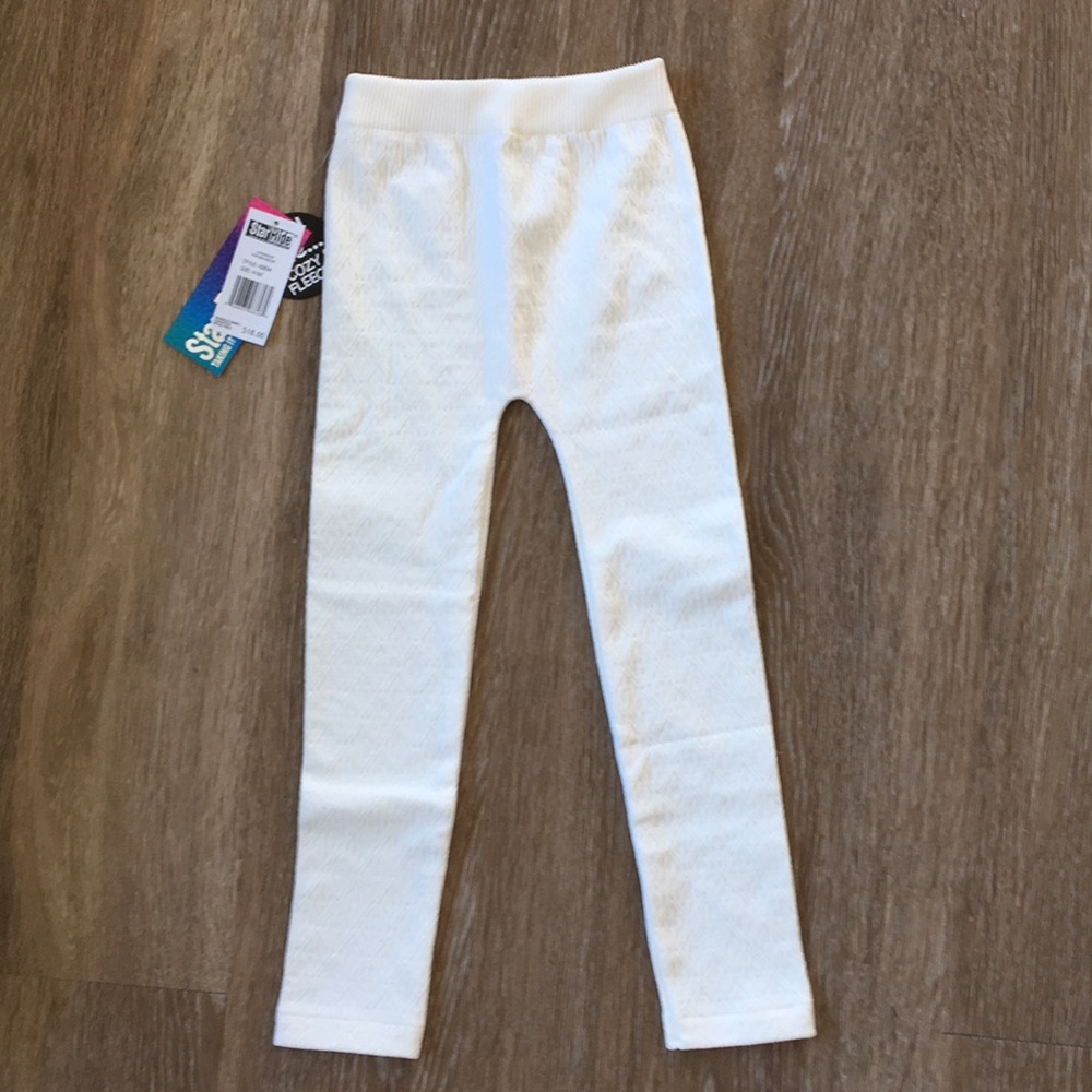 Girls Cream color fleece leggings NWT